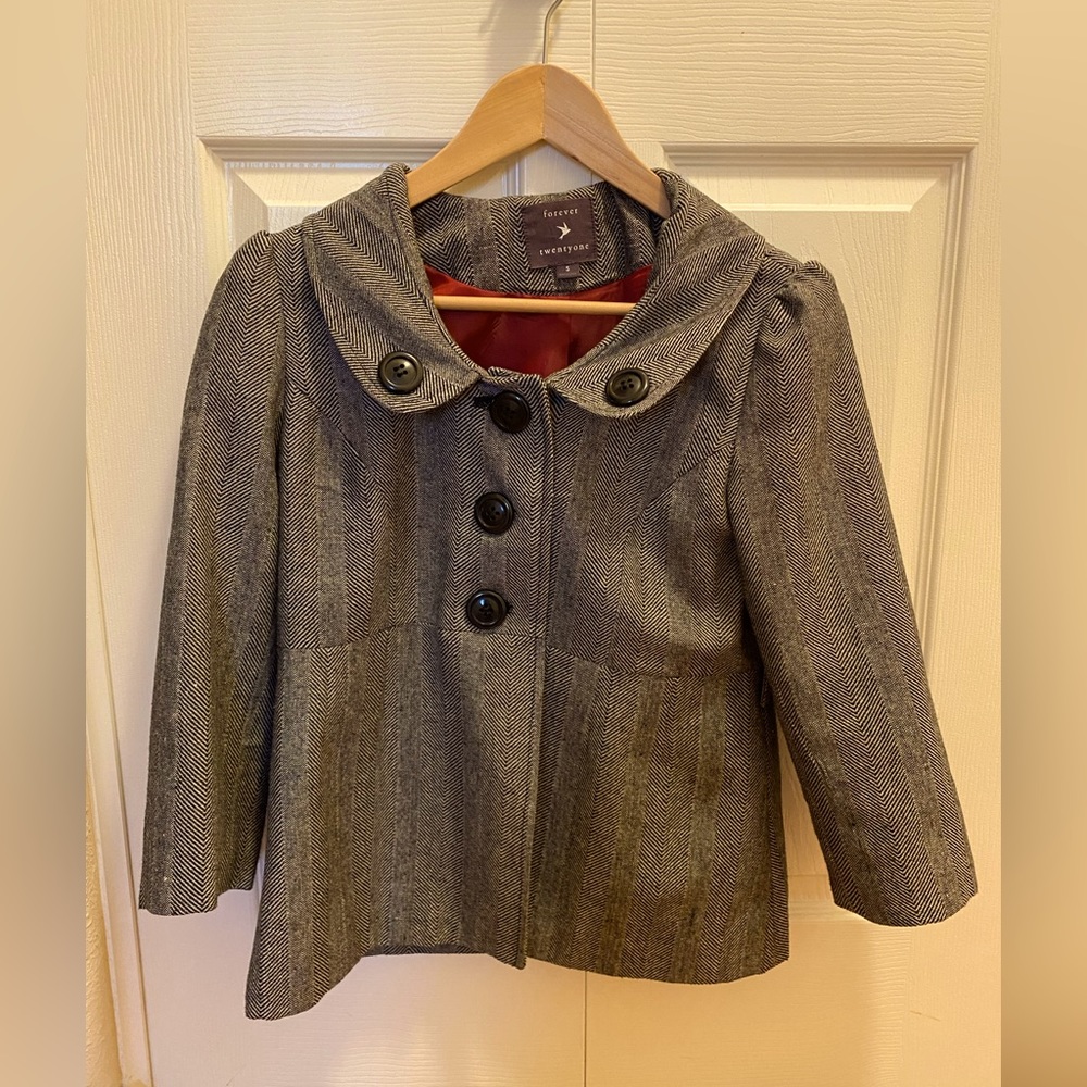Forever 21 Button Collar Jacket Gray Women’s Size Small